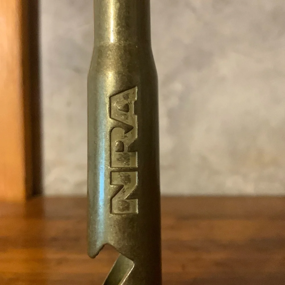 Rare NRA Gold Brass Bullet Bottle Opener Great Gift Man Cave Home Bar Decor